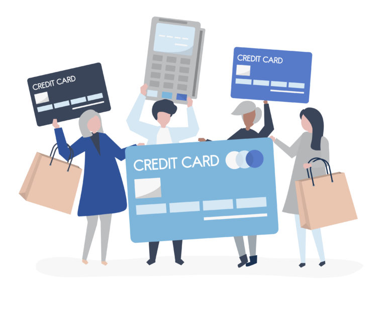 People shopping with a credit card