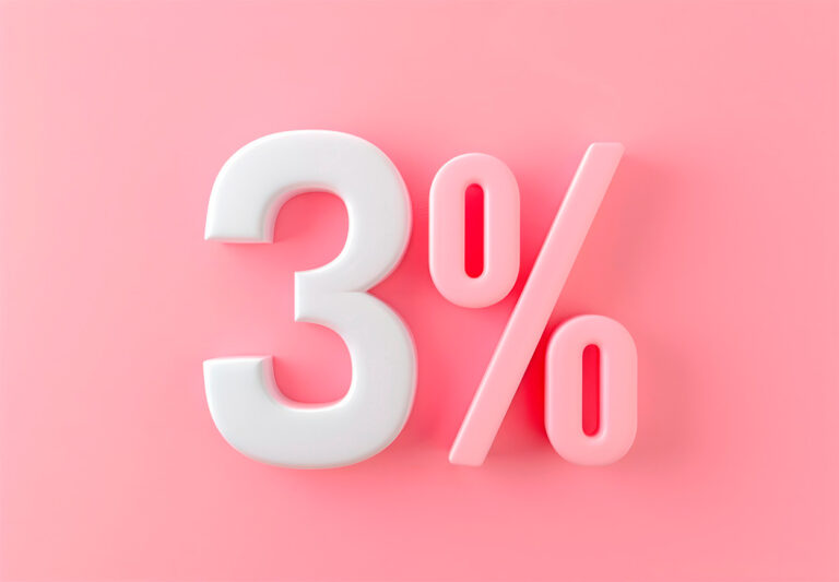 3% sobre fondo rosa, que resalta la oferta de depósito de Banco Mediolanum.