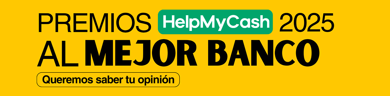 Banner amarillo: Premios HelpMyCash 2025 al mejor banco