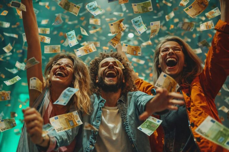 tres jovenes españoles festejan la loteria de navidad